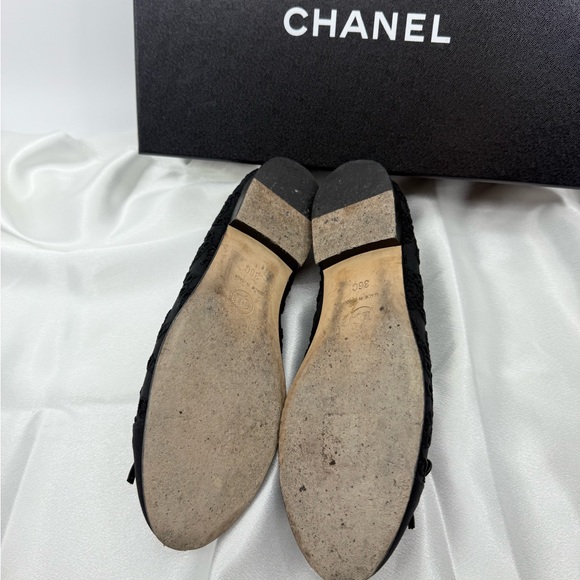 Chanel Black CC Perforated Mesh with Grosgrain Ballet Flats - 36C - Picture 9 of 12